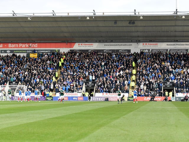 Portsmouth fans during the EFL Sky Bet League 1 match between Plymouth Argyle and Portsmouth at Home Park, Plymouth, England on 11 February 2023.