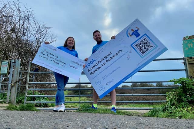 Ollie Biddle with Gemma Carden, fundraising manager for Parkinson's UK.