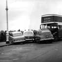 These three cars came to grief in 1957 along Eastney Esplanade.