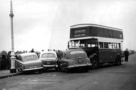 These three cars came to grief in 1957 along Eastney Esplanade.