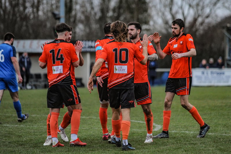 AFC Portchester celebrate a goal. Picture by Daniel Haswell