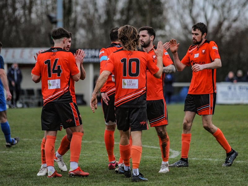AFC Portchester celebrate a goal. Picture by Daniel Haswell