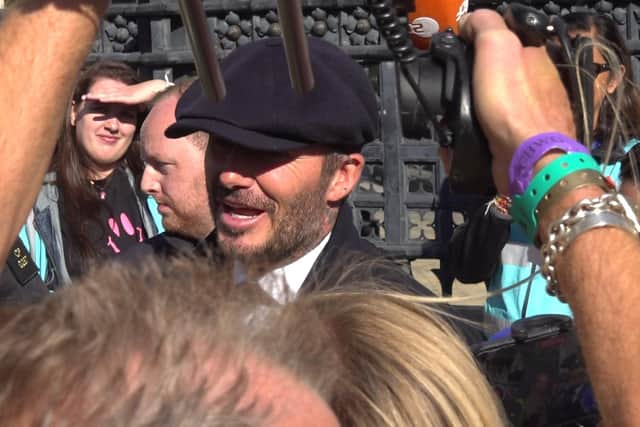 David Beckham outside Westminster Hall, London, after he viewed Queen Elizabeth II lying in state ahead of her funeral on Monday. Picture: Elena Giuliano/PA.