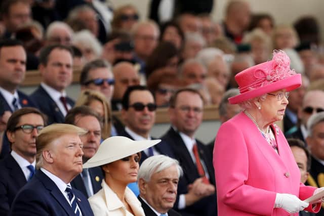 The Queen and US President Donald Trump at the D-Day 75 National Commemorative Event
Picture: Chris Moorhouse           (050619-46)