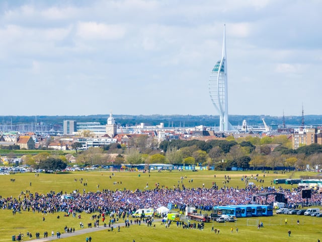 Thousands of Pompey FC fans flocked to Southsea Common to celebrate the team's League One title and promotion.  Picture Credit: Marcin Jedrysiak