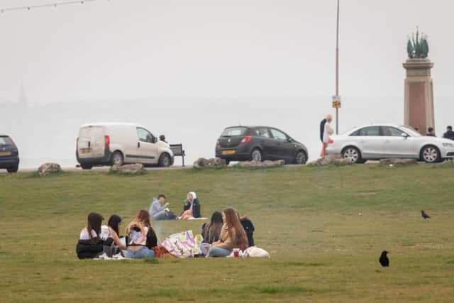 Groups of people enjoying a day outside as lockdown restrictions are eased on 31 March 2021
Pictured: Groups of people at Southsea Common, Portsmouth
Picture: Habibur Rahman