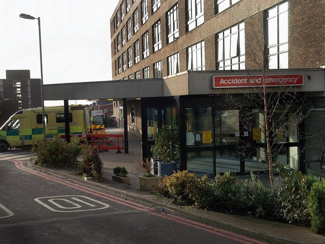 The Accident & Emergency Department entrance to Queen Alexandra Hospital at Cosham, Portsmouth pictured in 2007