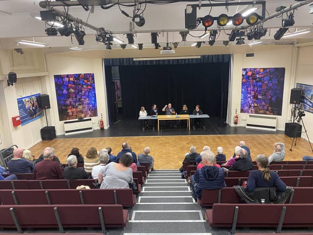 Members of the Facebook group Patients of Highlands, Jubilee and Whiteley Surgeries gathered in the main hall of Fareham Academy, to voice at the ‘extremely concerning’ practices of Fareham GP group Sovereign Health Partnership.