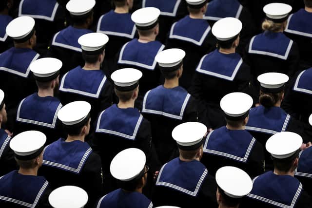 Pictured are the crew of HMS Prince of Wales during the commissioning.