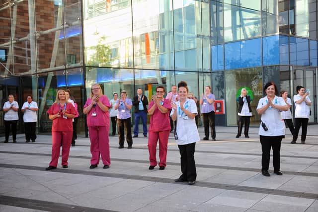 Clap for Carers taking place at Queen Alexandra Hospital in Cosham, along with the Rose and Thistle Pipe Band on what is thought to be the last evening of the tradition on Thursday, May 28.
Picture: Sarah Standing (280520-9065)