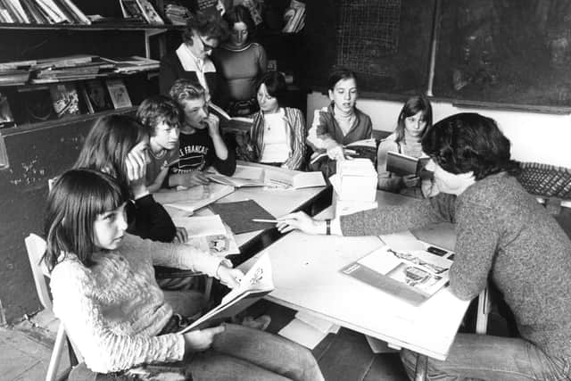 The National Education Museum is looking for a home in Portsmouth for a ‘significant’ heritage site to celebrate the evolution of teaching and schools from its infancy to the modern day. Pictured are pupils with their teachers studying in the 1970s.  (Photo by Aubrey Hart/Evening Standard/Getty Images)