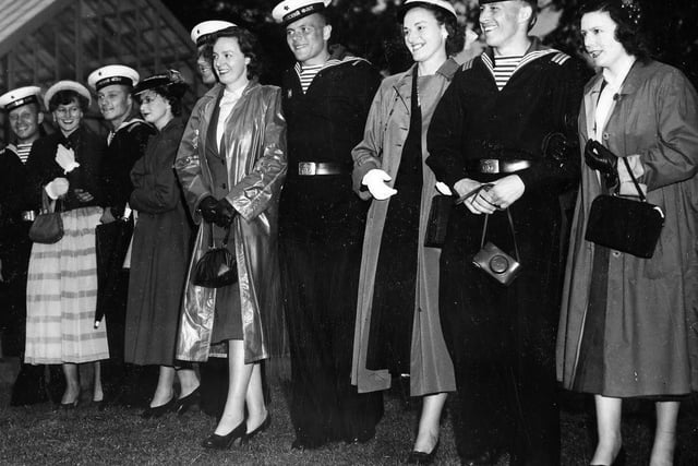 Sverdlov sailors visit Portsmouth. In June 1953 Russian sailors from the cruiser Sverdlov visited the city.
A happy group of Russian sailors from the Soviet cruiser 'Sverdlov' enjoying themselves in the company of some Portsmouth girls during a garden party in Portsmouth, England, 12th June 1953.  The crews of the ships assembled at Spithead in readiness for the Coronation Naval Review, were given a civic welcome in the form of a garden party at Portsmouth, and the Russian sailors were invited to join the fun.  (Photo by Fox Photos/Hulton Archive/Getty Images)