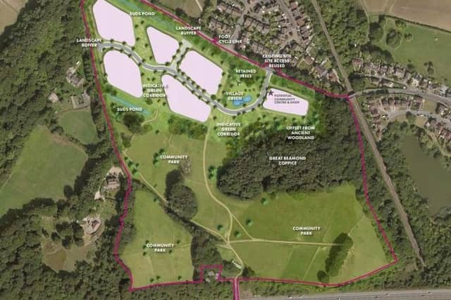 A drawing produced by Fabrik for Reside Developments' original plan for 55 homes in Funtley