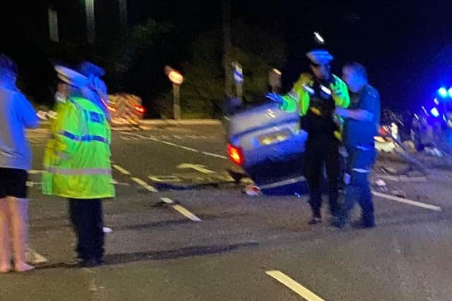 A car crashed in London Road, Hilsea, near the Lido at around 2am on Saturday, September 24. Picture: Joey David