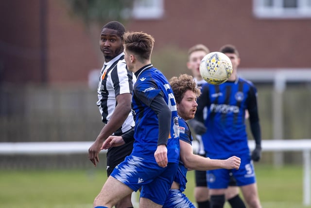 Hayling United (black/white) v Clanfield. Picture by Alex Shute