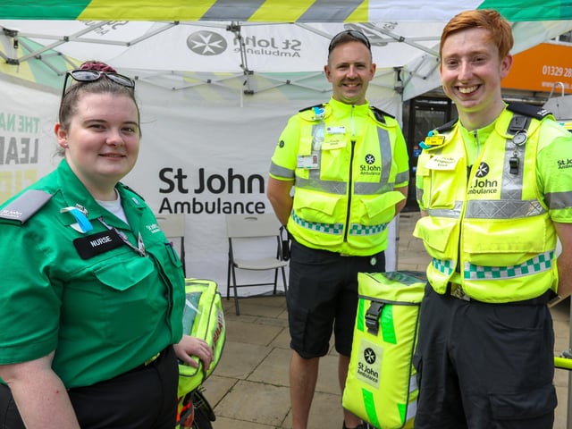 From left: Nurse Chloe Hunter-Rea, Ed Humphries and Tom Hillier,  from St John Ambulance.Picture: Chris  Moorhouse (220624-13)
