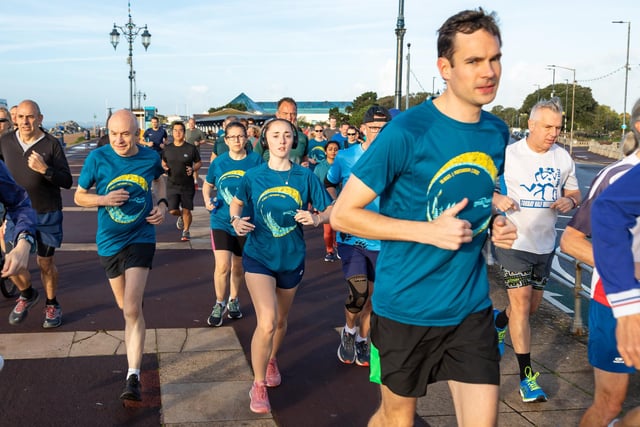 Runners at the start of the Southsea parkrun with t-shirts from the Great South Run. Picture: Mike Cooter