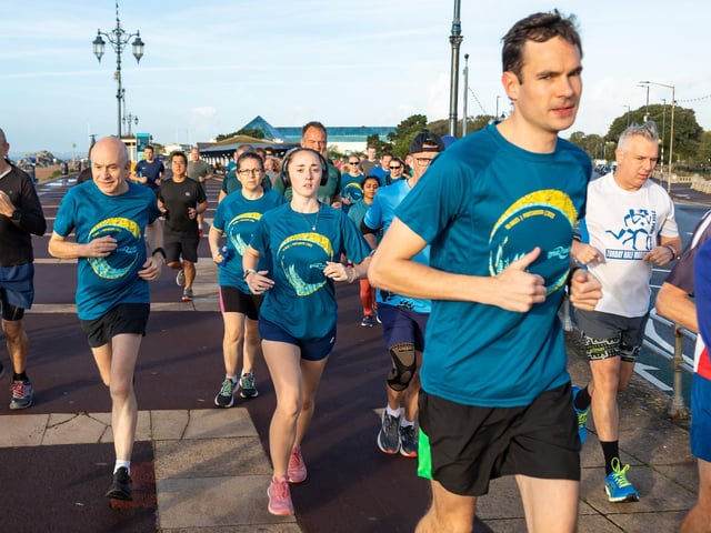Runners at the start of the Southsea parkrun with t-shirts from the Great South Run. Picture: Mike Cooter