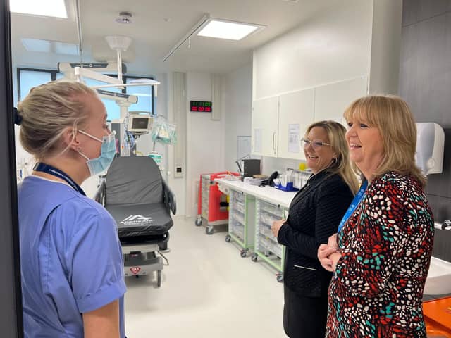 Amanda Martin MP on a visit to QA Hospital to meet staff and see the new Emergency Department