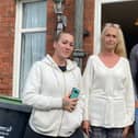 Pictured left to right: Skye Hall with mum Terri Hall, 57, and friend Andy Stringer outside Skye's home in Cambridge Road, Gosport.