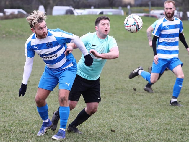 AC Copnor (blue/white hoops) v Old Boys Athletic. Picture: Stuart Martin