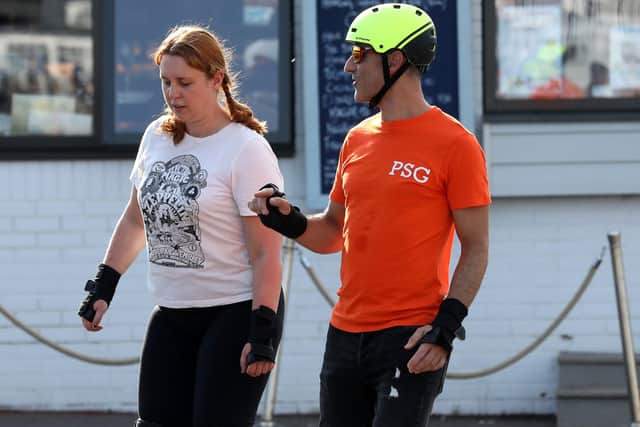 News reporter Emily Turner gets some advice from PSG's founder Joa. Picture: Sam Stephenson