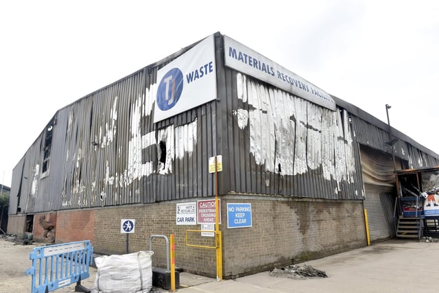 Pictures show the damage caused by the fire at TJ Waste Materials Recovery Facility. Picture: Sarah Standing (080724-6763)