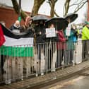 Pro Palestine protest outside Unicorn Gate of the Navy base on Thursday 29th of February 2024Picture: Habibur Rahman.