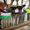 Pro Palestine protest outside Unicorn Gate of the Navy base on Thursday 29th of February 2024Picture: Habibur Rahman.