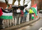 Pro Palestine protest outside Unicorn Gate of the Navy base on Thursday 29th of February 2024Picture: Habibur Rahman.