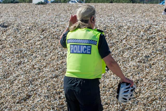Police presence on Eastney beach on April 15. Picture: Habibur Rahman
