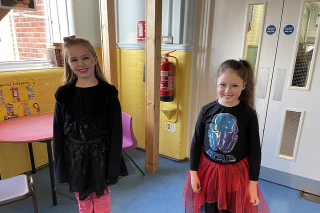 Year 4 pupils (left to right) Sienna Gaston and Elsie Kerr, both 8. Both pupils said the event made it an exciting way to learn their times tables.