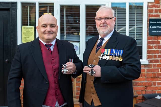 Award winners Gary Weaving (Founder and CEO of Forgotten Veterans) and Anthony Knight. Picture: Mike Cooter (011221)