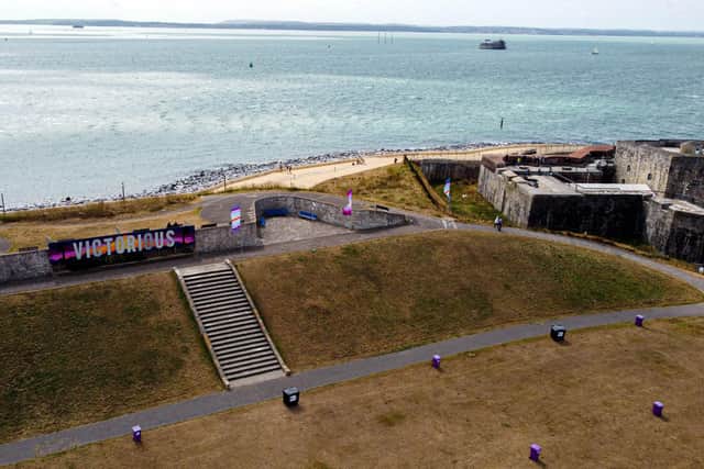 The fantastic sunset Victorious sign at the top of Castle Field. Picture: IslandCity.UK
