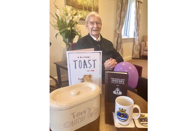 Tom Hyom celebrates his 102nd birthday at Wellington Vale Care Home, Waterlooville. Picture: Wellington Vale Care Home