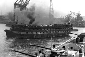 HMS Implacable, formerly the French Duguay-Trouin, in Portsmouth Harbour in the 1930s. Picture: The News  PP688
