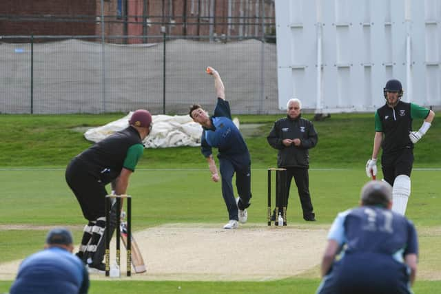 Jack Campbell, seen here bowling for Chester-le-Street, helped Hampshire to a dramatic Royal London Cup win over Northants on the Isle of Wight