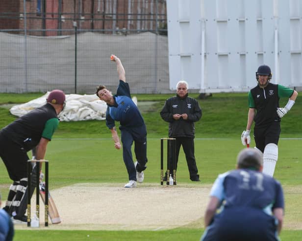 Jack Campbell, seen here bowling for Chester-le-Street, helped Hampshire to a dramatic Royal London Cup win over Northants on the Isle of Wight