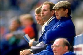 Former Pompey manager Alan Ball watches from the bench during the Blues' visit to Reading's Elm Park in 1985. Picture: Chris Cole/Allsport