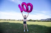 Skye Granger celebrates completing 100 parkruns prior to the latest event at Whiteley. Picture by Alex Shute