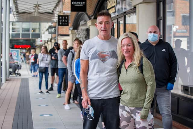 Tony Rothwell and Tina Holland outside Nike store.
Picture: Habibur Rahman
