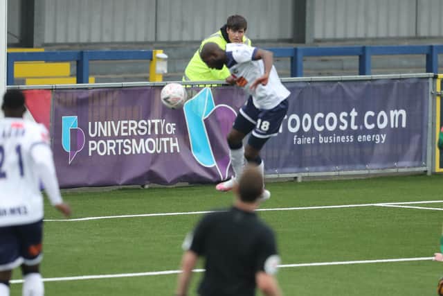 Bedsente Gomis heads Hawks into the second round of the FA Cup. Photo by Dave Haines