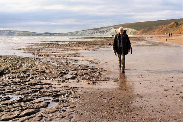 Dr Jeremy Lockwood at Compton Bay on the Isle of Wight. Photo: University of Portsmouth/PA Wire