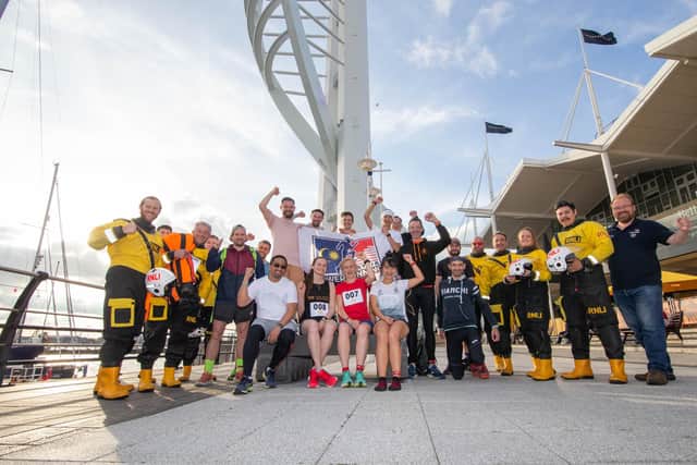 Pictured: RNLI members with the running champions at Spinnaker Tower, Portsmouth on 28th April 2023

Picture: Habibur Rahman