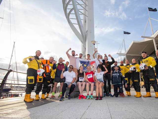 Pictured: RNLI members with the running champions at Spinnaker Tower, Portsmouth on 28th April 2023

Picture: Habibur Rahman