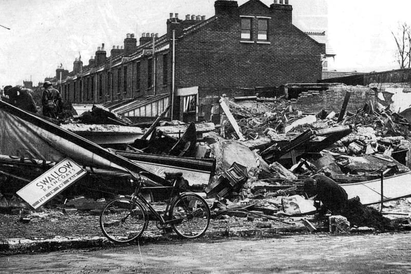 What was left of Arnolds sweet shop his just seconds after Jon Cole had left it.
This is all that remained of Arnolds sweet shop on the corner of Milton Road and Locksway Road after a direct hit. Jon Cole had left a few seconds previous. Has anyone got an image of the shop?