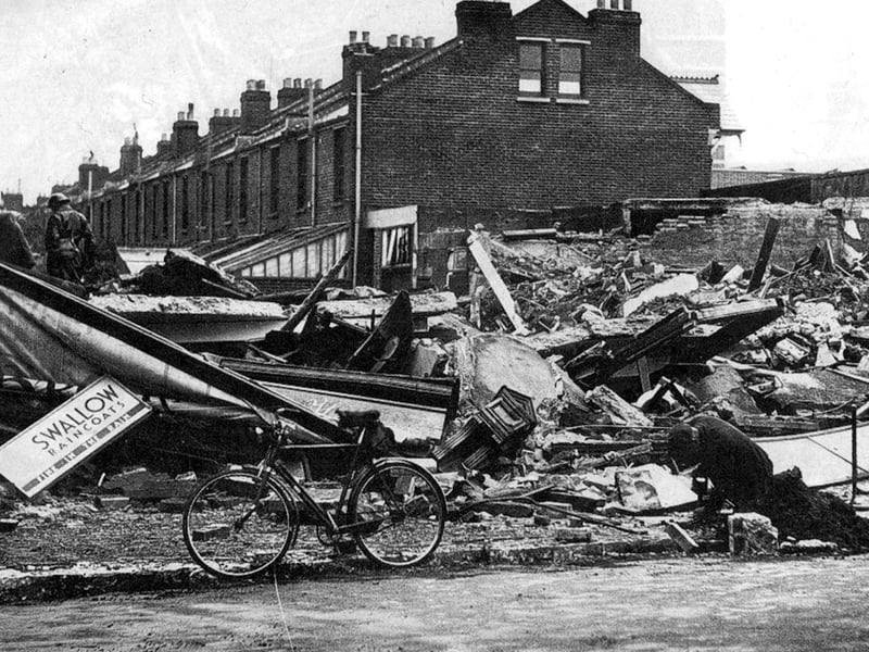 What was left of Arnolds sweet shop his just seconds after Jon Cole had left it.
This is all that remained of Arnolds sweet shop on the corner of Milton Road and Locksway Road after a direct hit. Jon Cole had left a few seconds previous. Has anyone got an image of the shop?