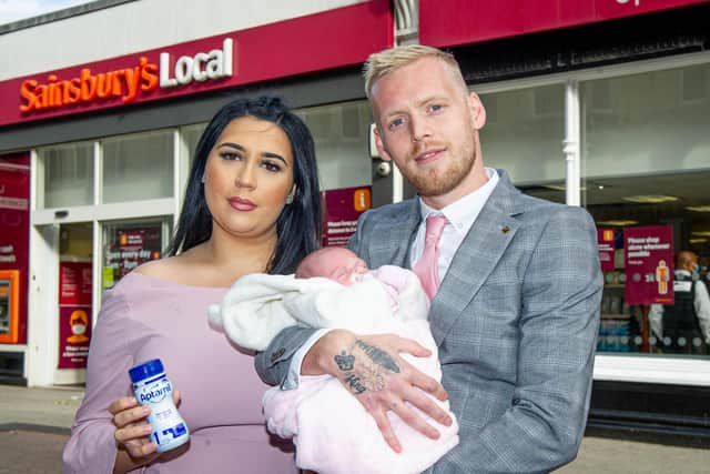 Perry Hore with his partner Georgia Hillier and 2 week old, Meadow-Amaya