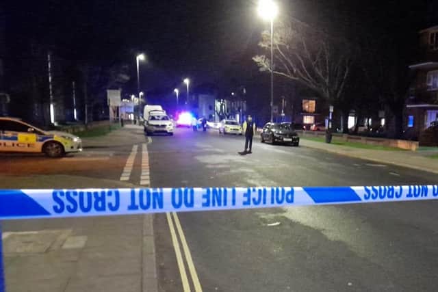 Police have closed off Kings Road in Southsea between St Paul's Road and Norfolk Street 
Picture: David George