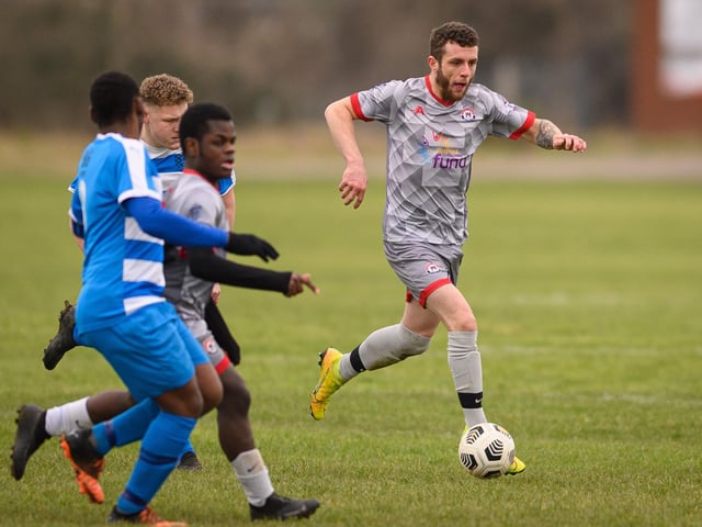 Gosham Rangers (grey) v AC Copnor. Picture: Keith Woodland